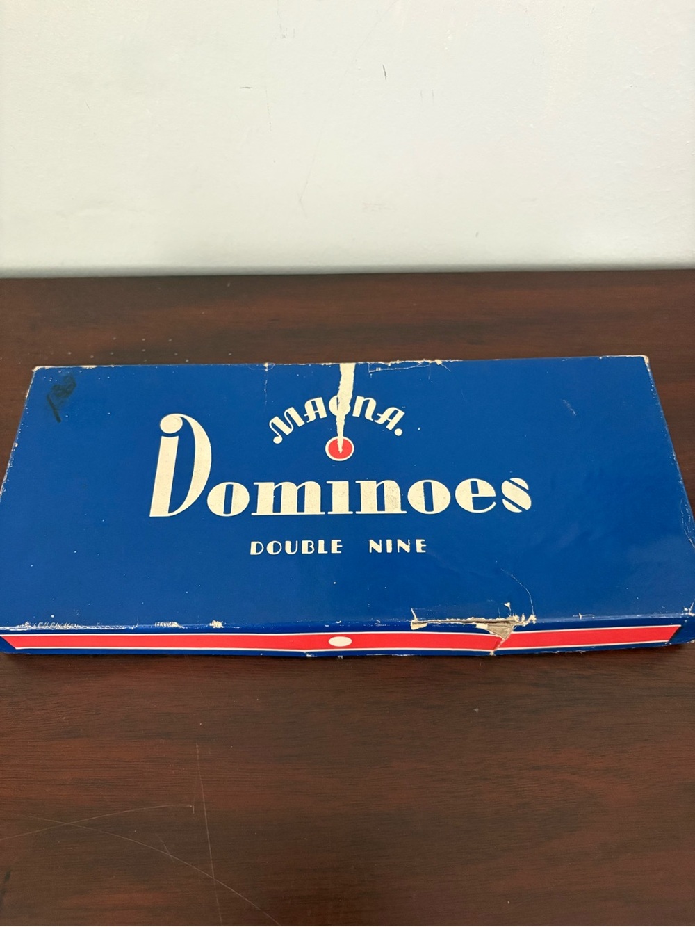 Magna Double Nine Dominoes - Vintage - Complete Set Eagle Embossed Backing